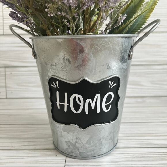 Ashland Custom "Home" Rustic Farmhouse Galvanized Tin Bucket Decor - Picture 2 of 8